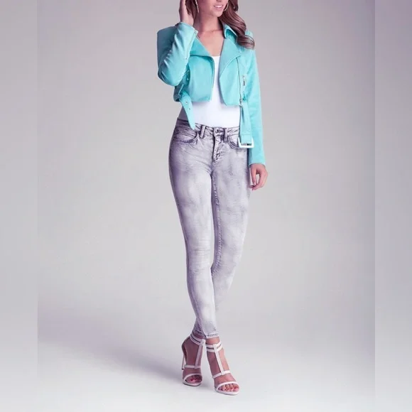 Bebe Women's Natural Faux Suede Crop Jacket Size L - Picture 4 of 5